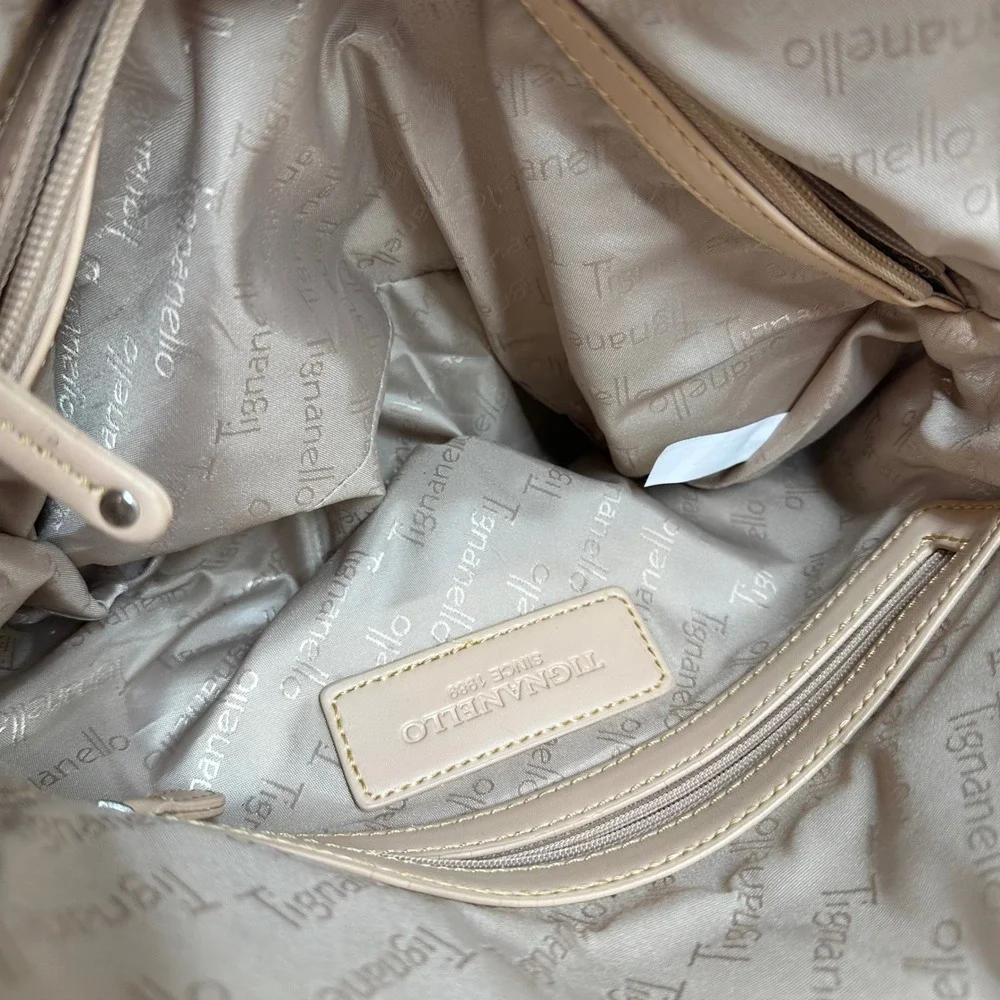 Tignanello Satchel Handbag White Pink Green Floral Leather Cottagecore Y2K Purse